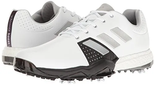 adidas Men's Adipower Boost 3 Golf Shoe, White/Silver Metallic/Black, 9.5 M US