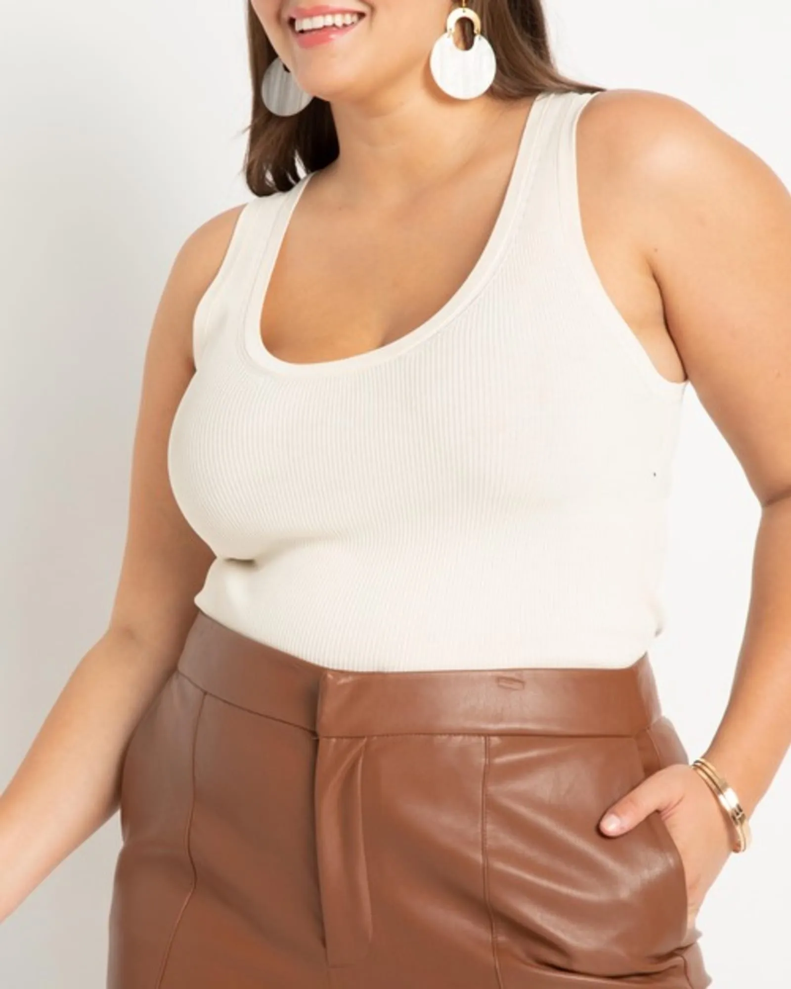 Chantal Sweater Scoop Neck Tank | Eggnog