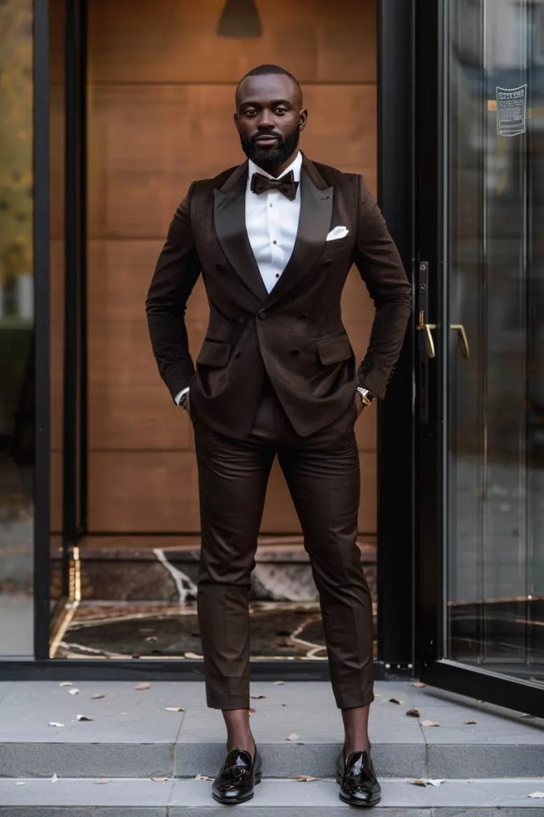 Dylan Royal GentlemanBrown slim Fit Men Tuxedos Suit