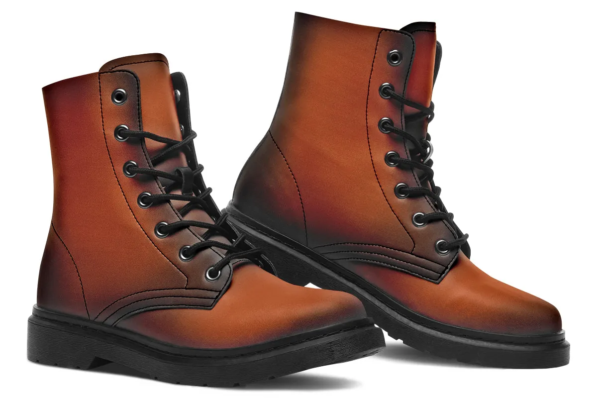 Fire-Forged Boots - Vegan Leather Doc-Style Boots with Durable Stitched on Soles