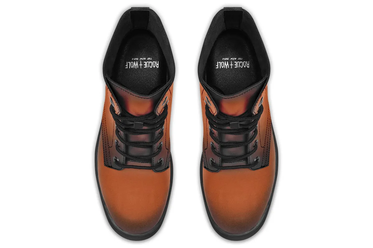 Fire-Forged Boots - Vegan Leather Doc-Style Boots with Durable Stitched on Soles