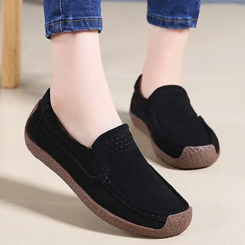 Lace-up Women Flats Comfortable Summer Loafers Women Shoes Breathable leather Sneakers Fashion Black Soft Casual Shoes Female