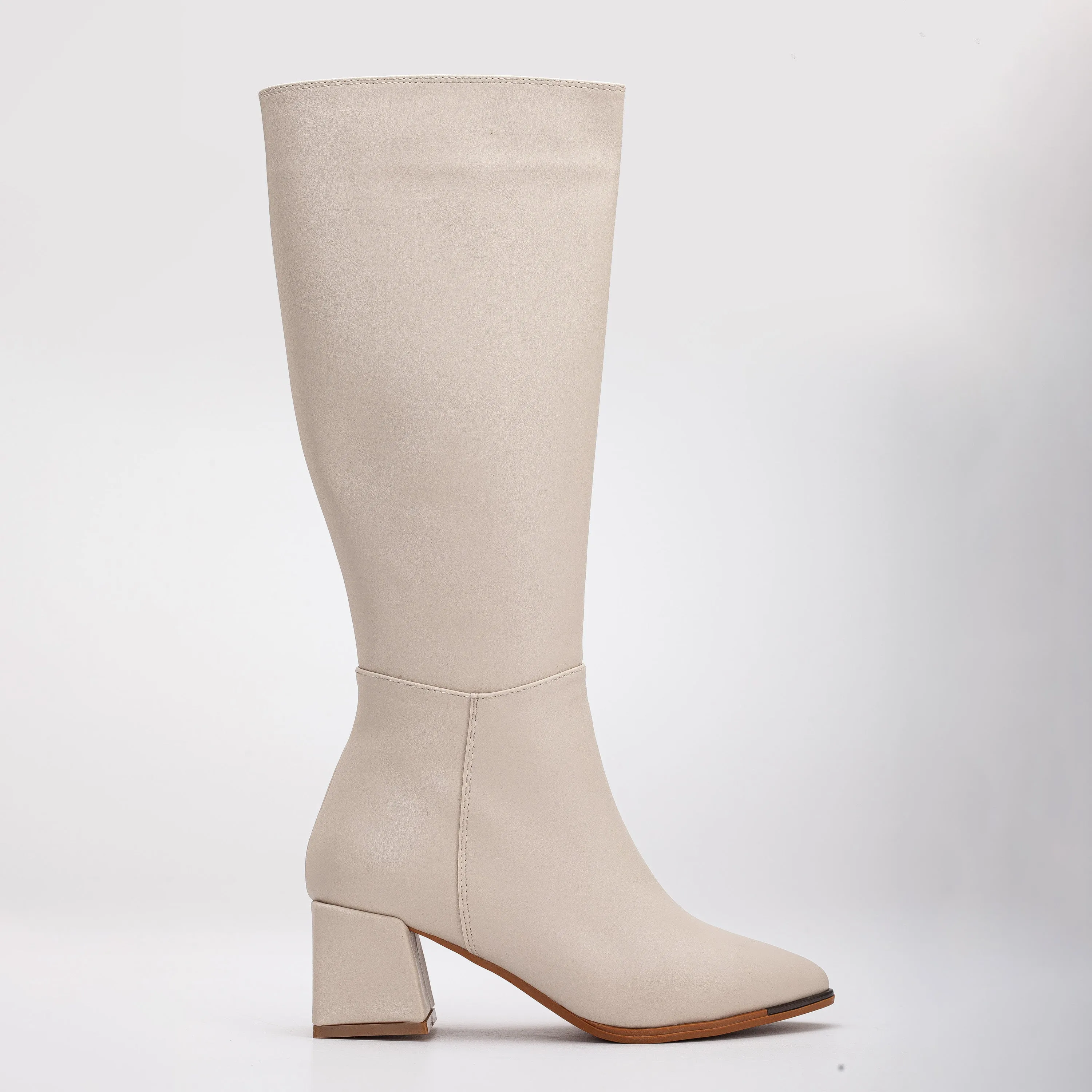 Lizette - Beige High Heel Boots