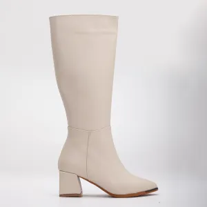 Lizette - Beige High Heel Boots