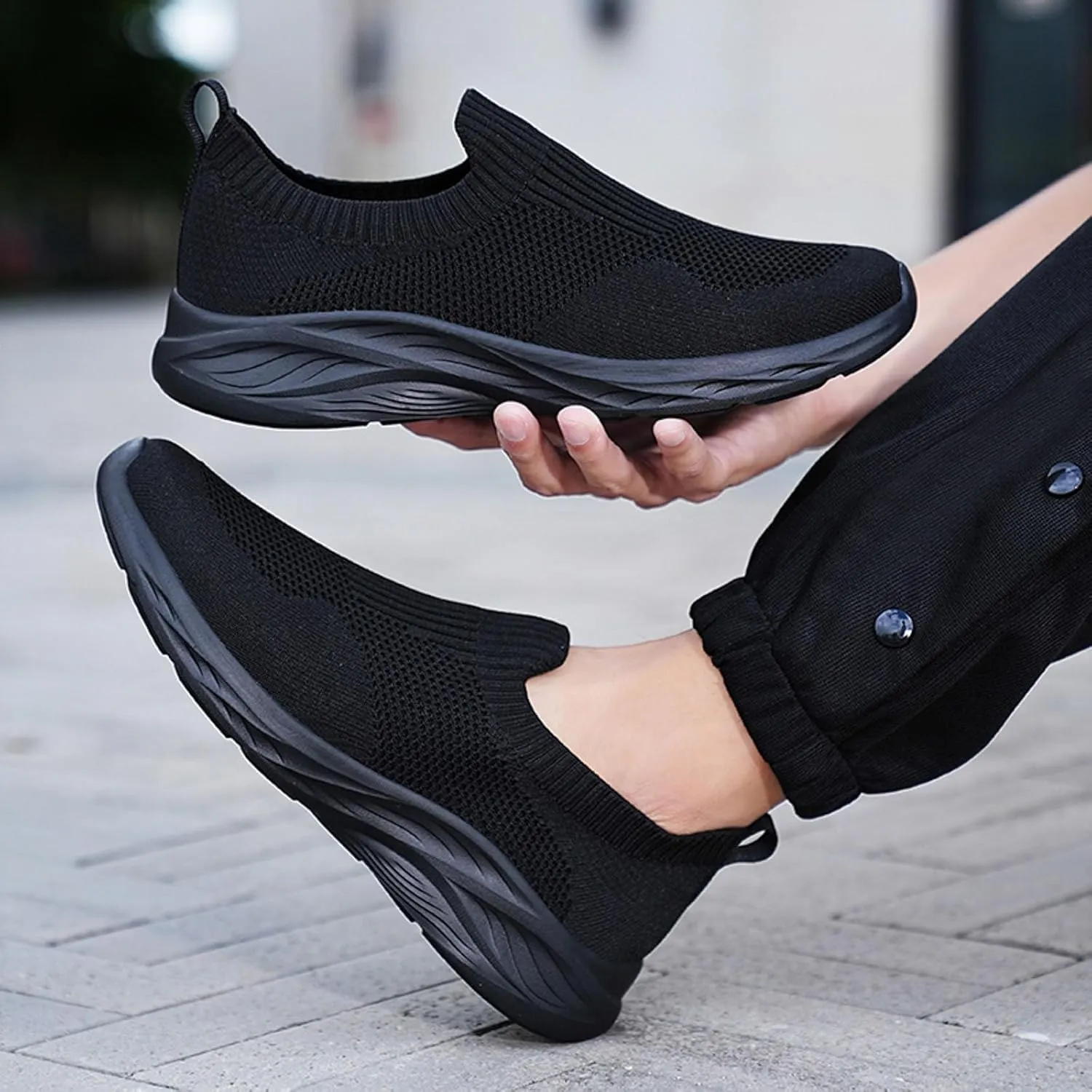 Men's Classic Casual Walking Shoes Casual Sneaker Mesh Breathable Walking Shoe Convenient Elderly Slip On Shoes