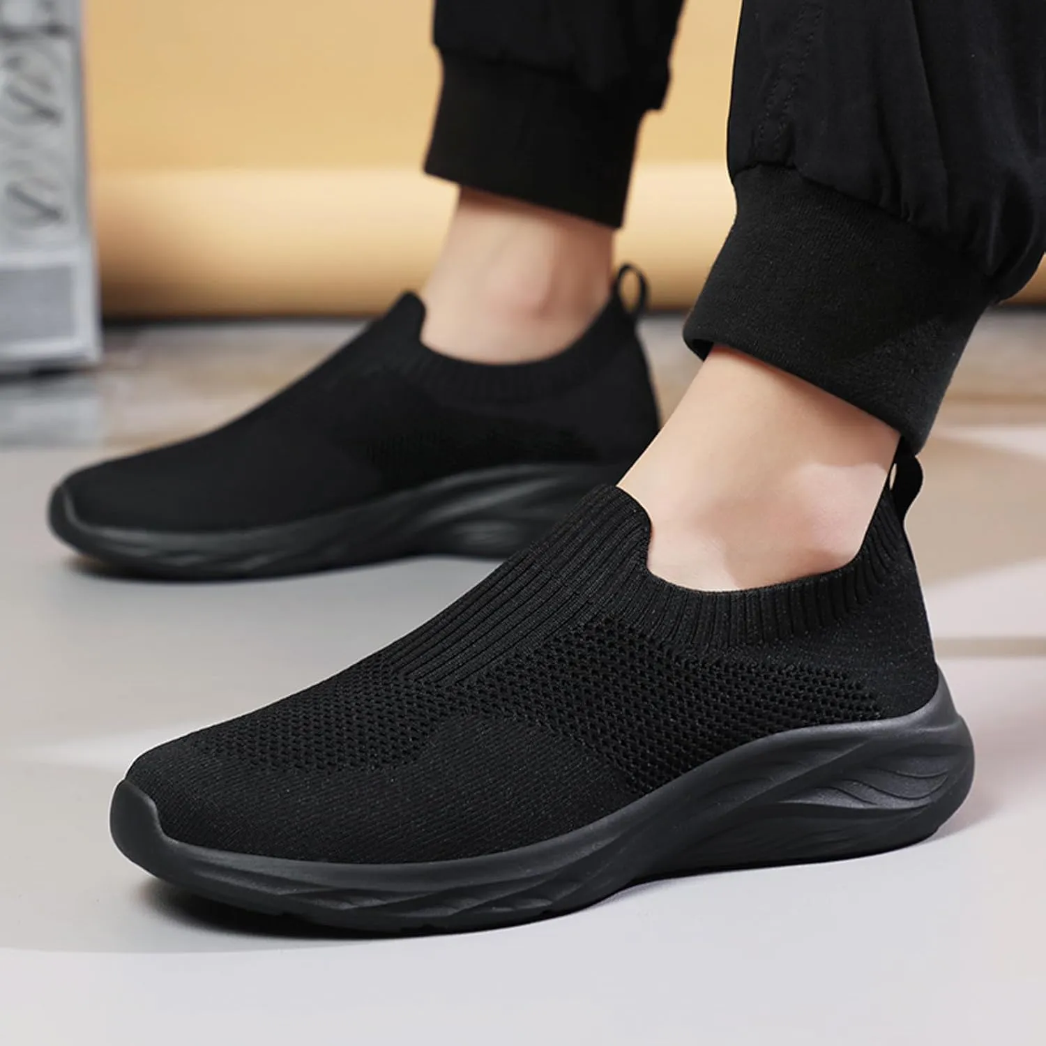 Men's Classic Casual Walking Shoes Casual Sneaker Mesh Breathable Walking Shoe Convenient Elderly Slip On Shoes