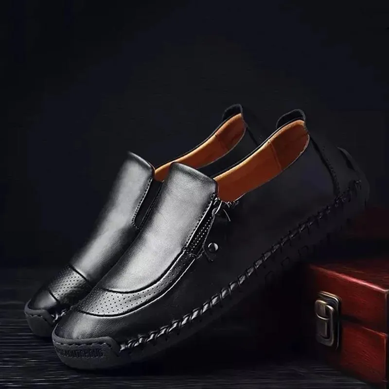 Men's Handmade Side Zip Casual Comfortable Leather Loafers