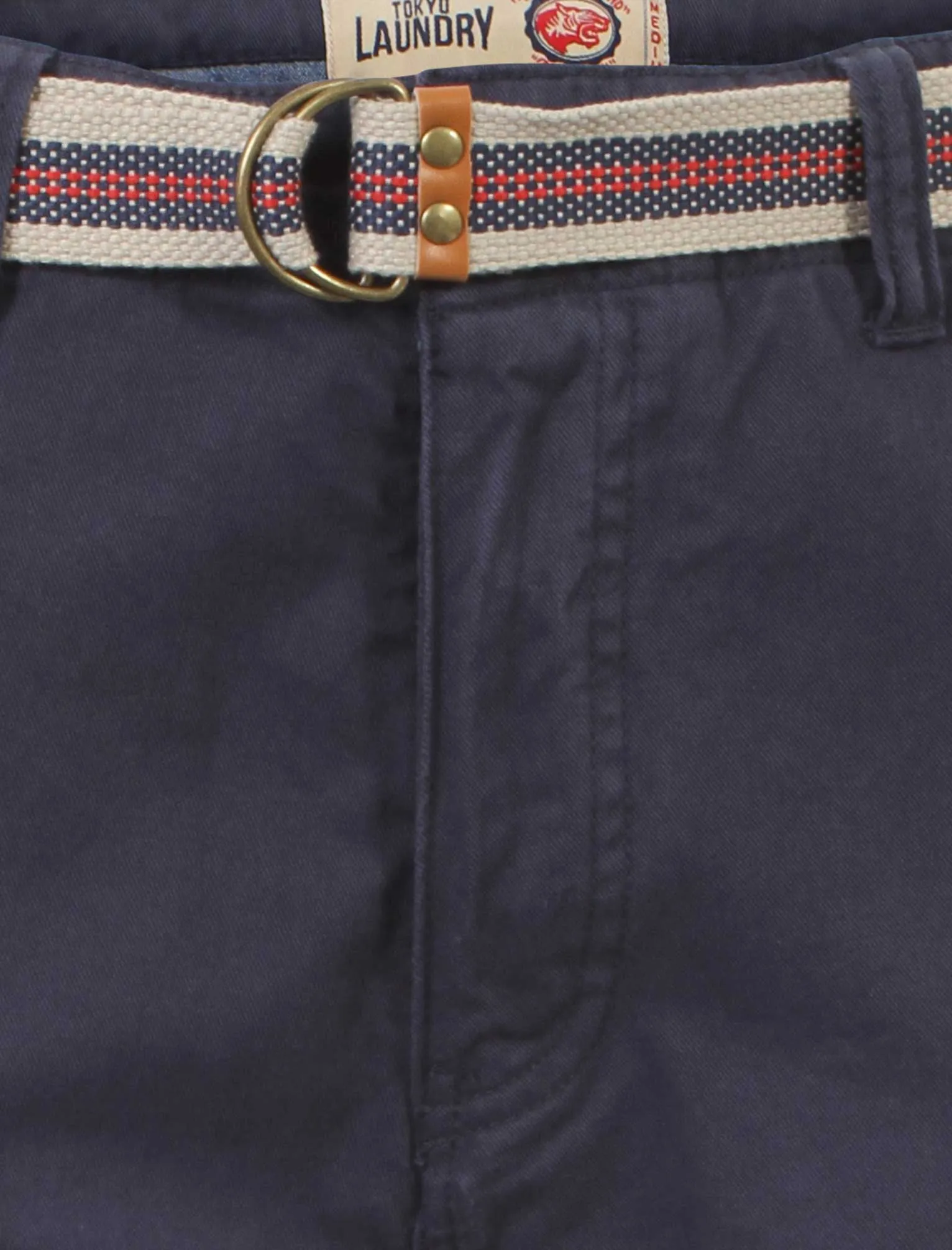 Mens Tokyo Laundry Armel midnight blue shorts with belt