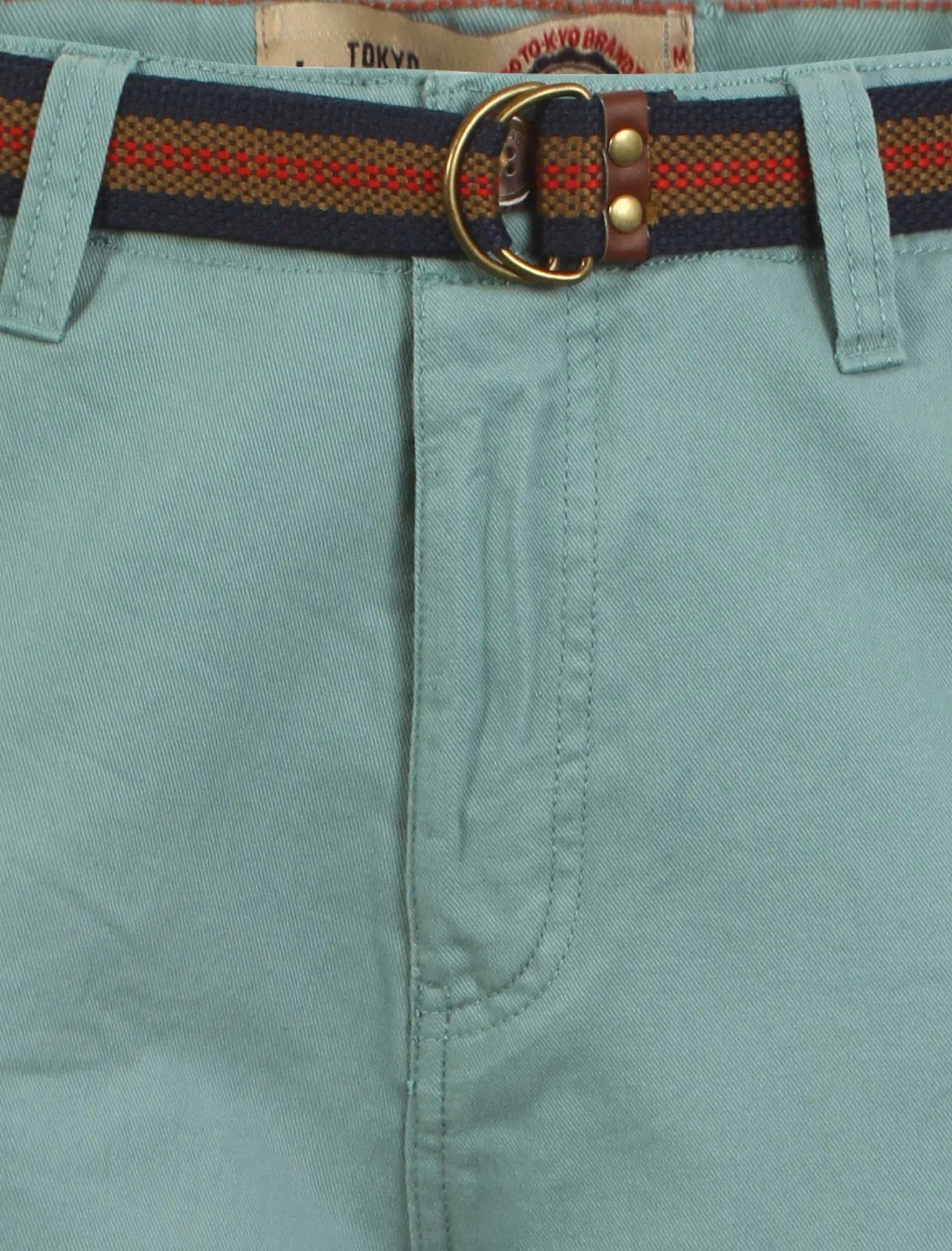 Mens Tokyo Laundry Armel turquoise shorts with belt