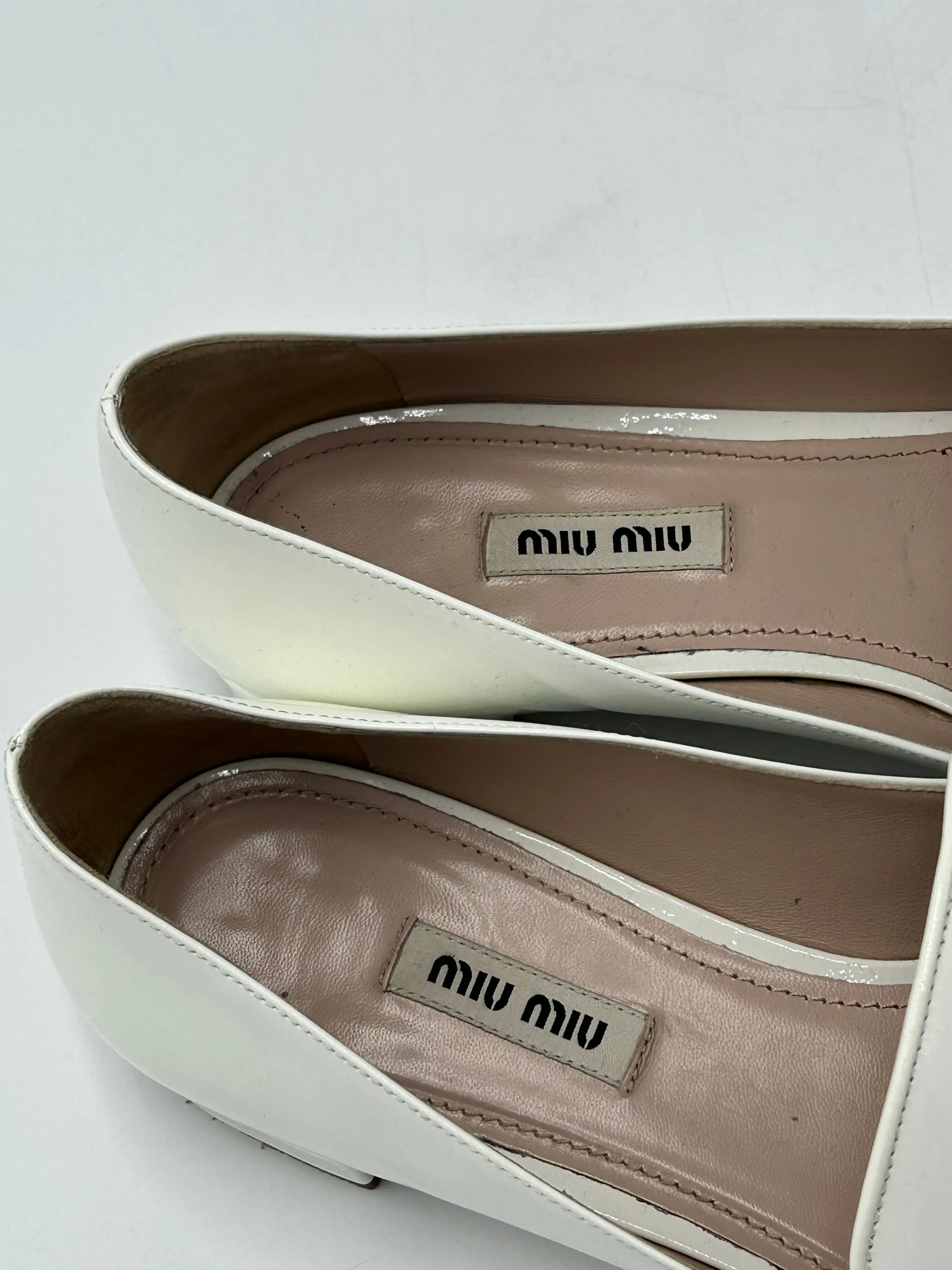 Miu Miu Crystal Luxury Loafers In White, Size: 8 (38)