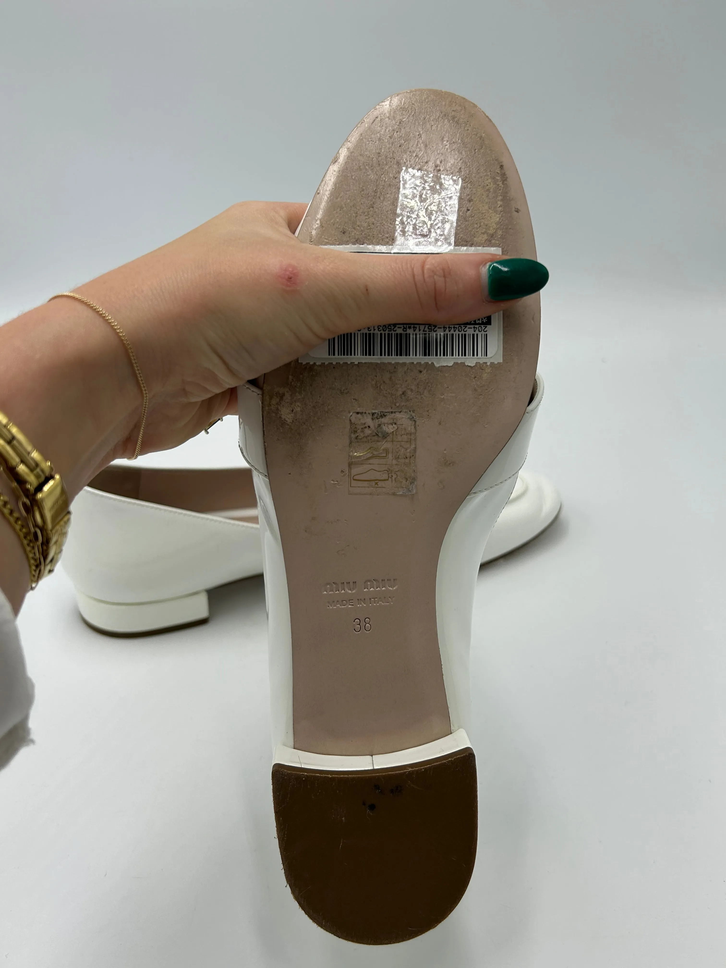 Miu Miu Crystal Luxury Loafers In White, Size: 8 (38)