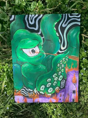"Octo-laser" acrylic canvas painting