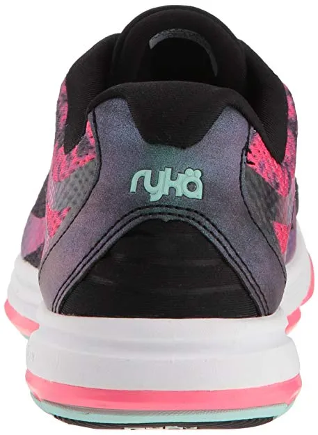 Ryka Women's Devotion Plus 2 Black Pink Fabric/Pu Fashion Lace Up Sneakers