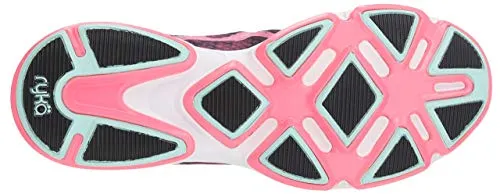 Ryka Women's Devotion Plus 2 Black Pink Fabric/Pu Fashion Lace Up Sneakers