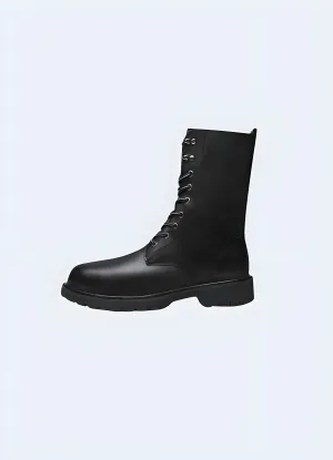 Techwear Punk Black Leather Boots