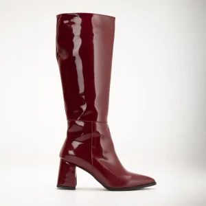 Valerie - Burgundy Patent Knee High Boots