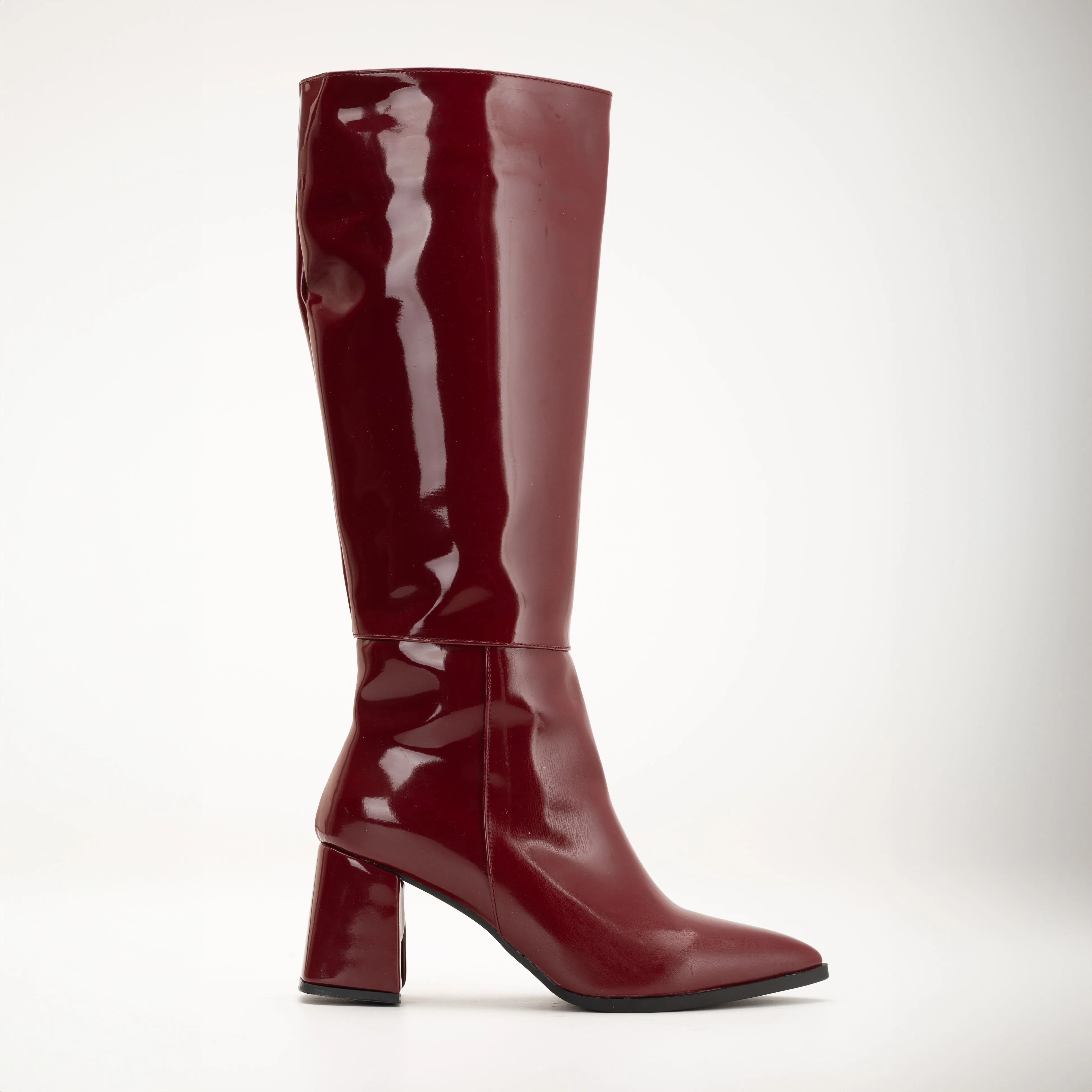 Valerie - Burgundy Patent Knee High Boots